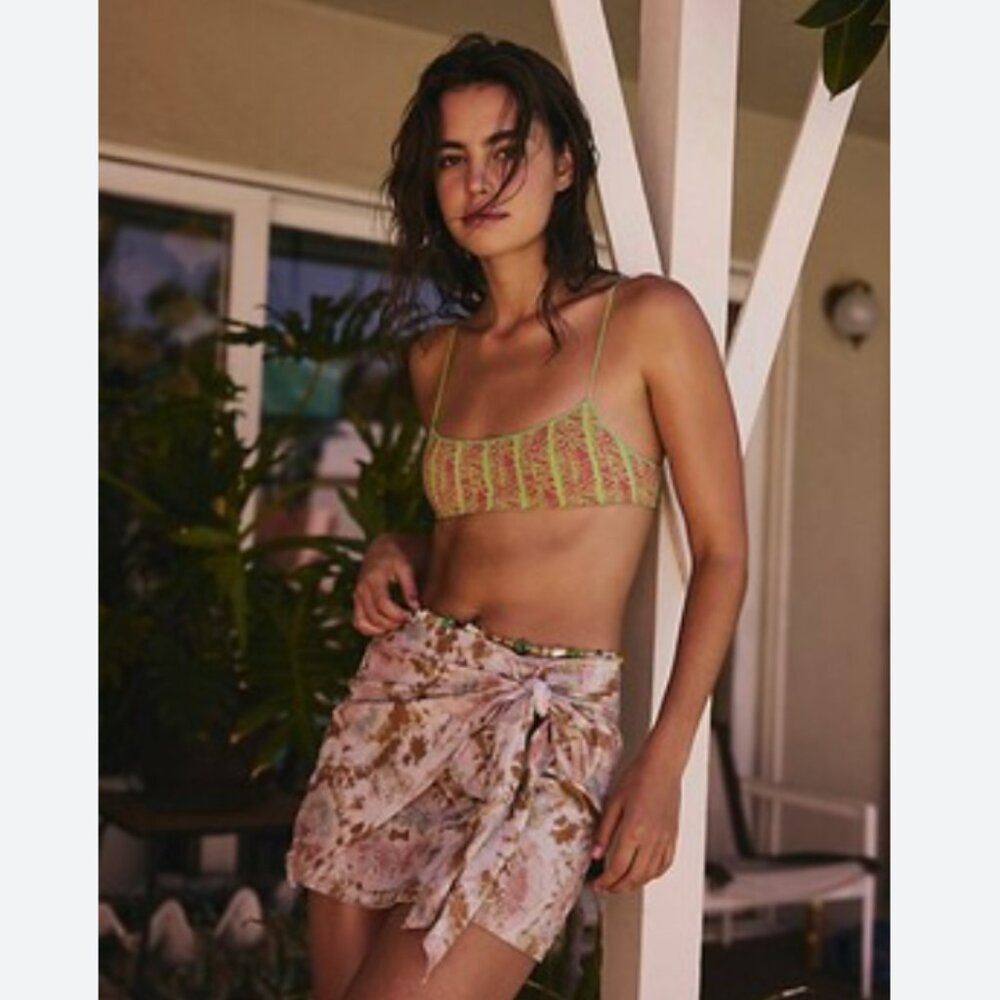 NWOT Free People Sweet As Beach Mini Skirt Linen Blend